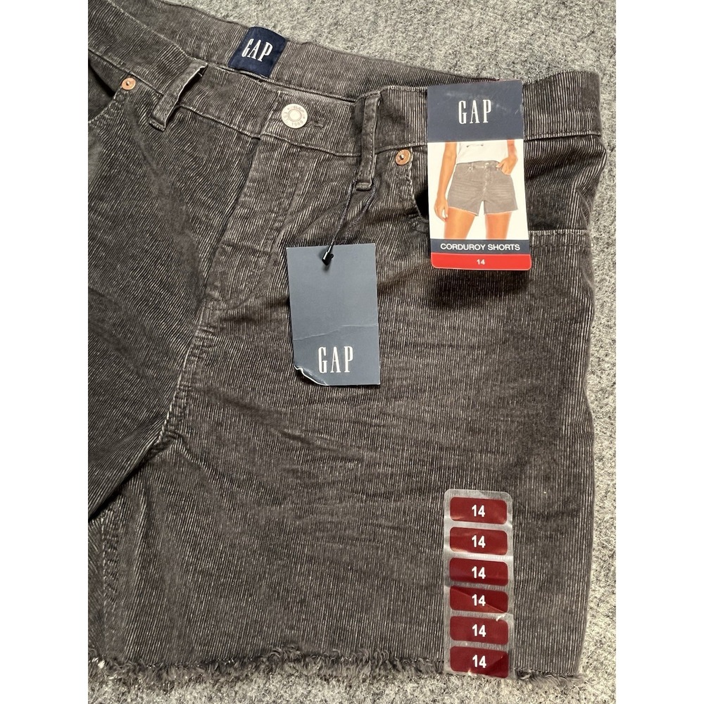 GAP Shorts Womens 14 Gray Corduroy Raw Edge Hem Stretch Cut Off Pockets NWT